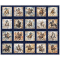 Running Wild Cowboy on Horse Picture Patches Fabric – Western Novelty Patchwork Print by QT Fabrics