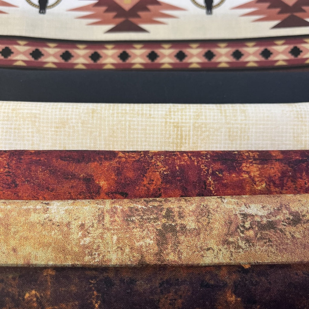 Southwest Buffalo/Bison Quilt Kit – Adobo by Villa Rosa Designs – Rustic Western Fabric Kit – Brown Tan Cream Quilt Kit