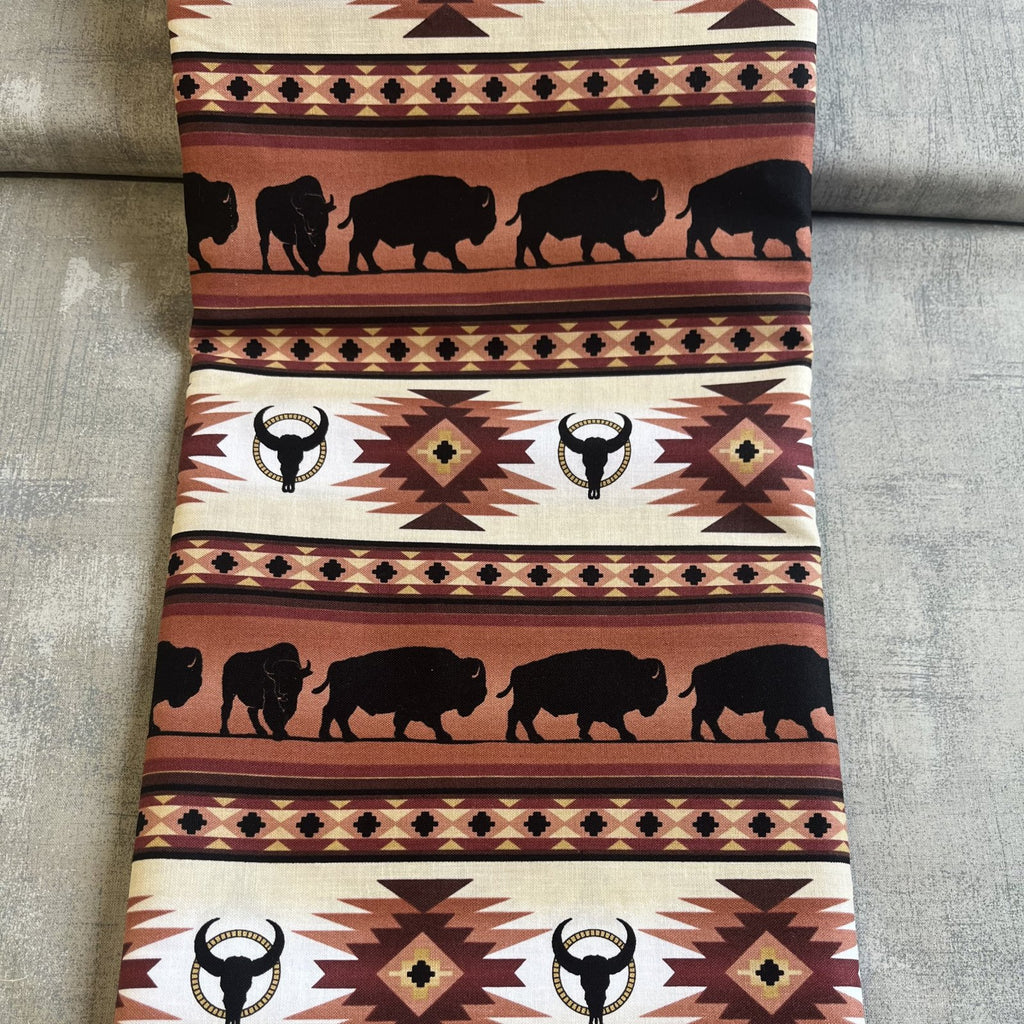 Southwest Buffalo/Bison Quilt Kit – Adobo by Villa Rosa Designs – Rustic Western Fabric Kit – Brown Tan Cream Quilt Kit