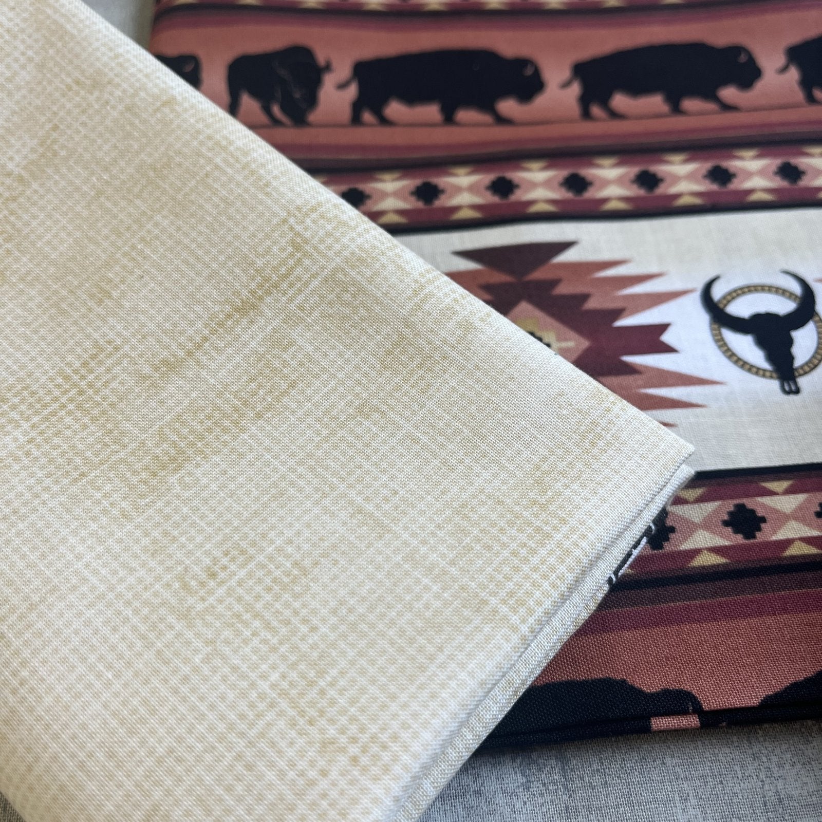 Southwest Buffalo/Bison Quilt Kit – Adobo by Villa Rosa Designs – Rustic Western Fabric Kit – Brown Tan Cream Quilt Kit