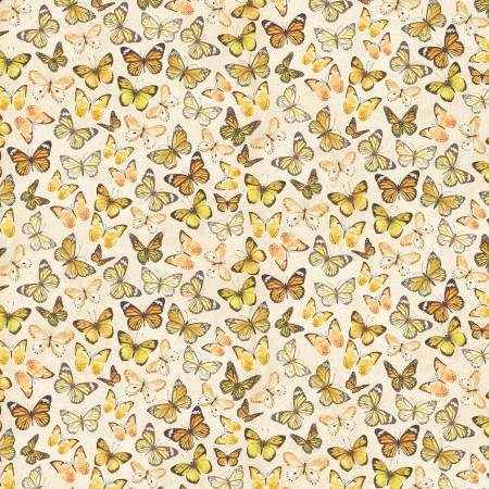 Timeless Treasures - Sunflower Farm - Tossed Butterflies Cream Fabric - by Chong-A Hwang