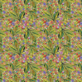 Hoffman Whimsical Flower Garden Olive Fabric – Olive Floral Print