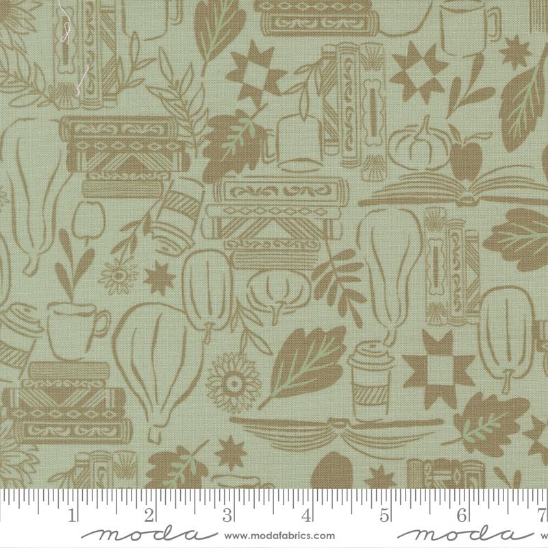 Moda Windfall Aqua Fabric – Aqua Seasonal Novelty Print by Fancy That Design House