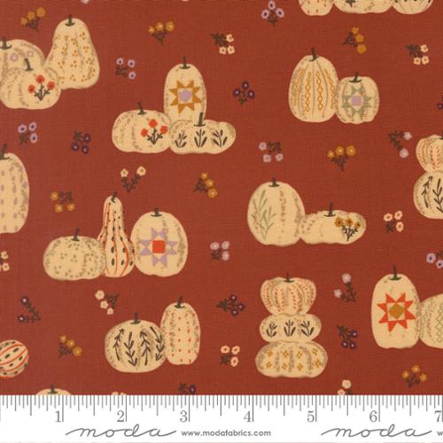 Moda Windfall Rust Fabric – Rust Pumpkin Patch Print by Fancy That Design House