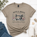 Nuts & Bolts Fabric Vintage Sewing Machine T-Shirt – Unisex 100% Cotton