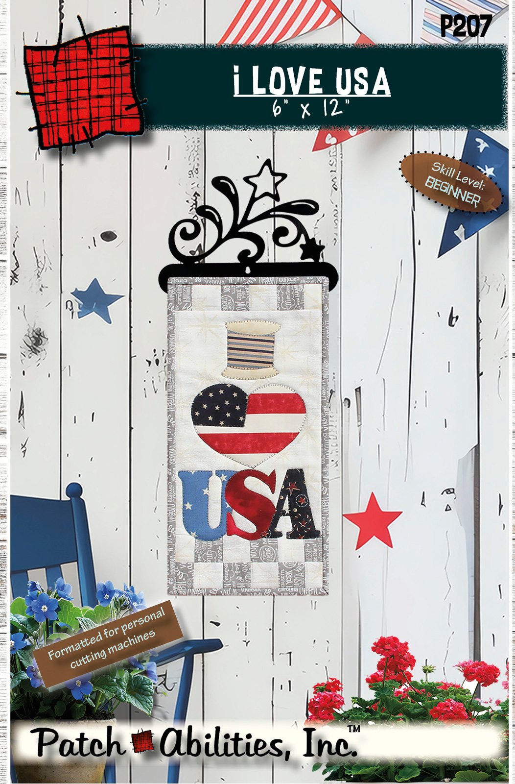 I Love USA by Julie Wurzer - Wall Hanging Pattern – 6"x12" for Patch Abilities