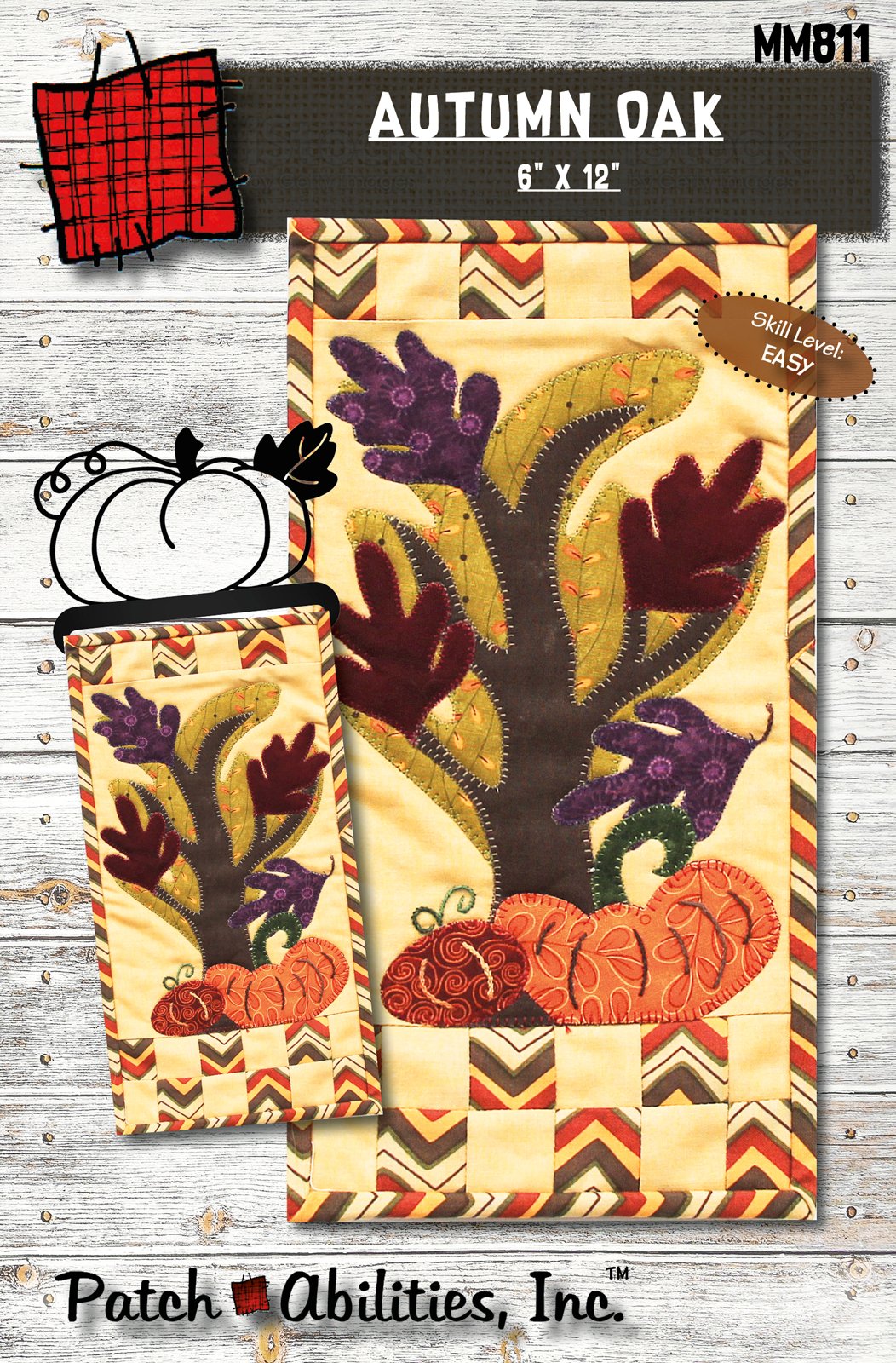 Autumn Oak by Julie Wurzer - Wall Hanging Pattern – 6"x12" for Patch Abilities