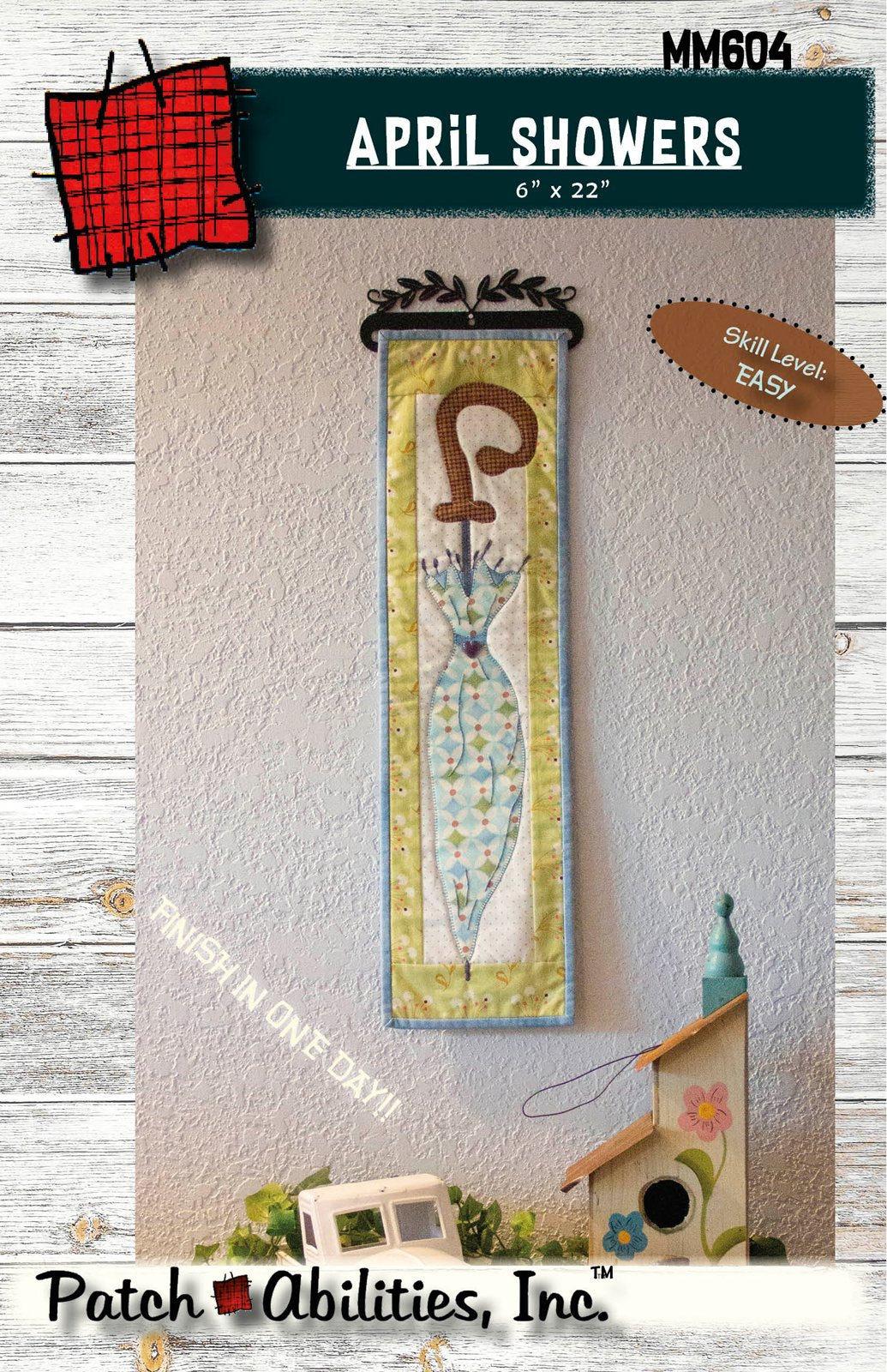 April Showers by Julie Wurzer - Wall Hanging Pattern – 6"x22" for Patch Abilities