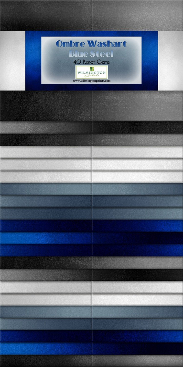 Wilmington Washart Blue Steel 2.5" Fabric Strips – Blue Ombre Quilting Precut